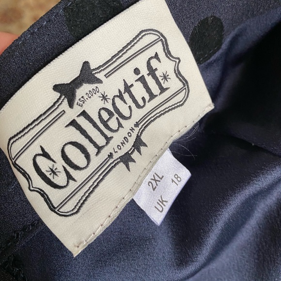 Collectif Clothing Flocked Polka Dot Pencil Skirt XXL - Picture 3 of 3